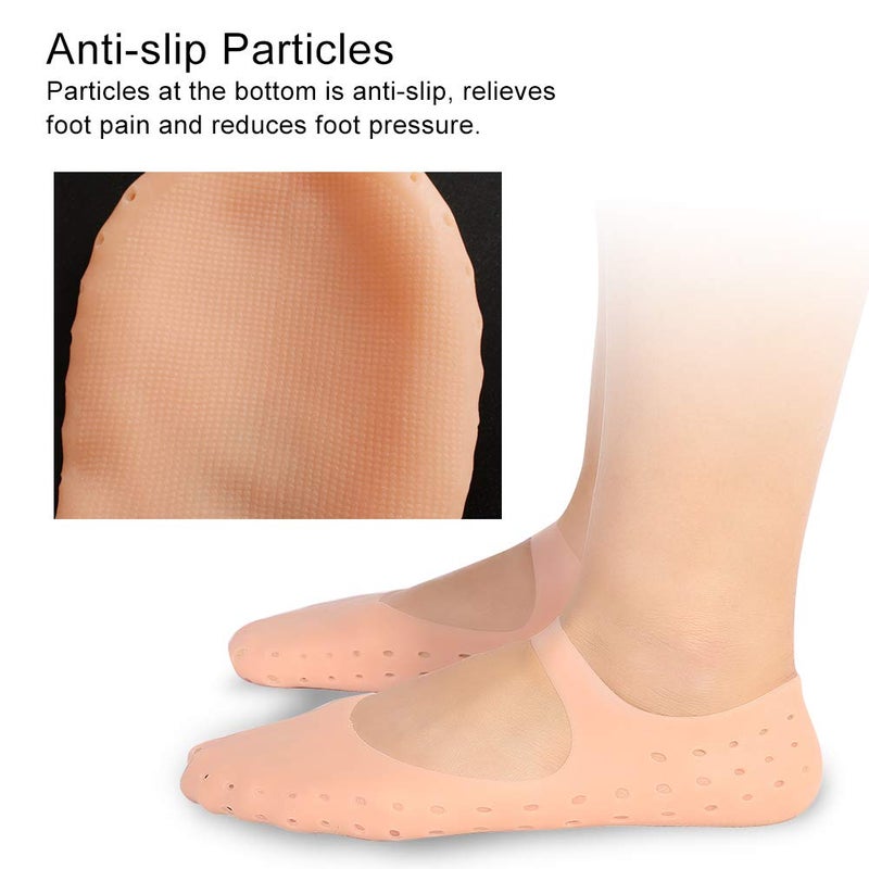 woobles 2Pcs Moisturizing Silicone Sock, Silicone Moisturizing Socks for Women and Men Foot, Non-Slip Silicone Socks, Anti-Split Moisturizing Socks, Foot Care Protection Tools(L-Meat) - Image 2